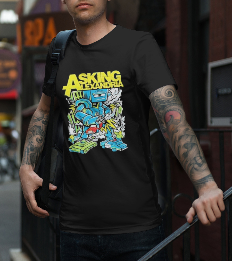 Asking Alexandria Killer Robot Blue And Green Electric Mech T-Shirt