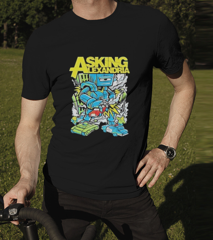 Asking Alexandria Killer Robot Blue And Green Electric Mech T-Shirt