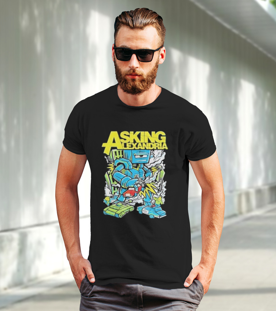 Asking Alexandria Killer Robot Blue And Green Electric Mech T-Shirt