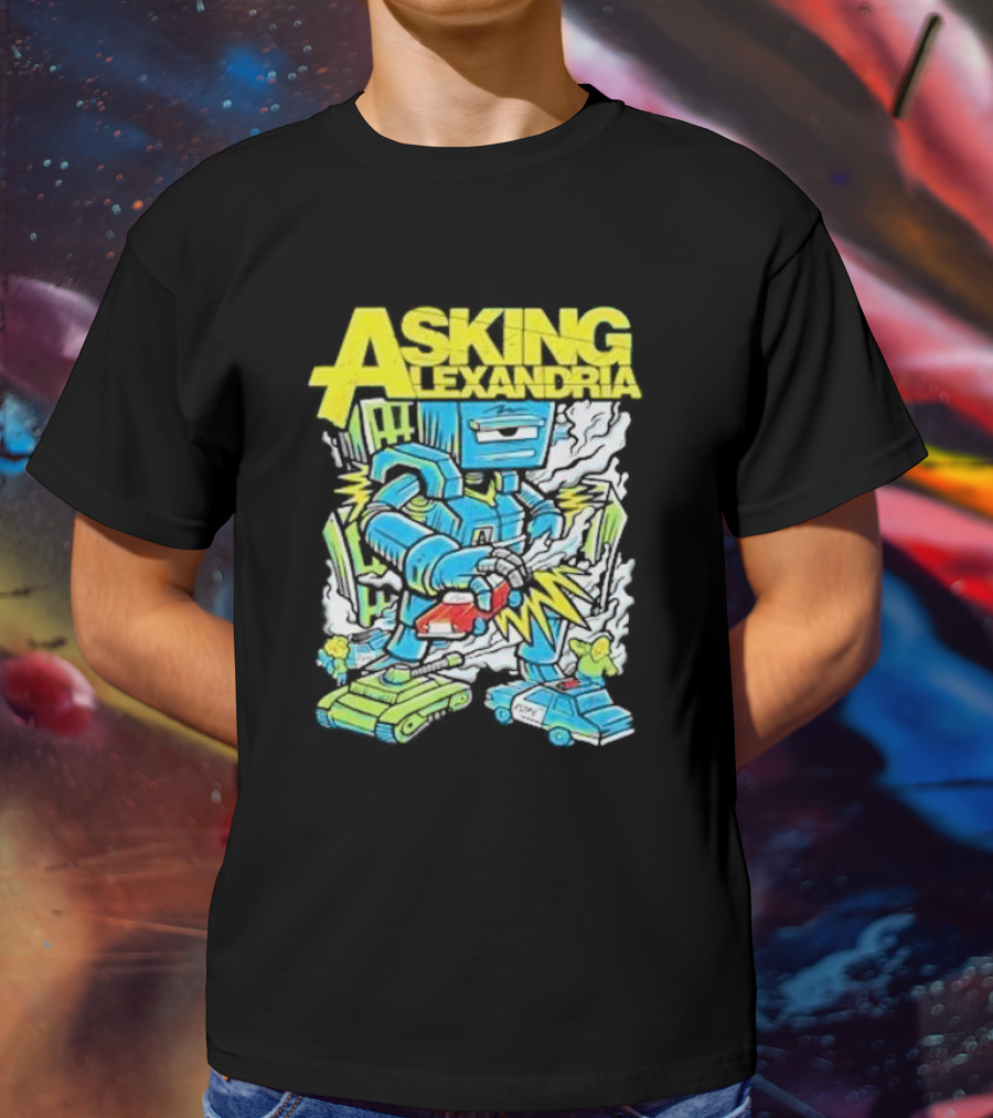 Asking Alexandria Killer Robot Blue And Green Electric Mech T-Shirt