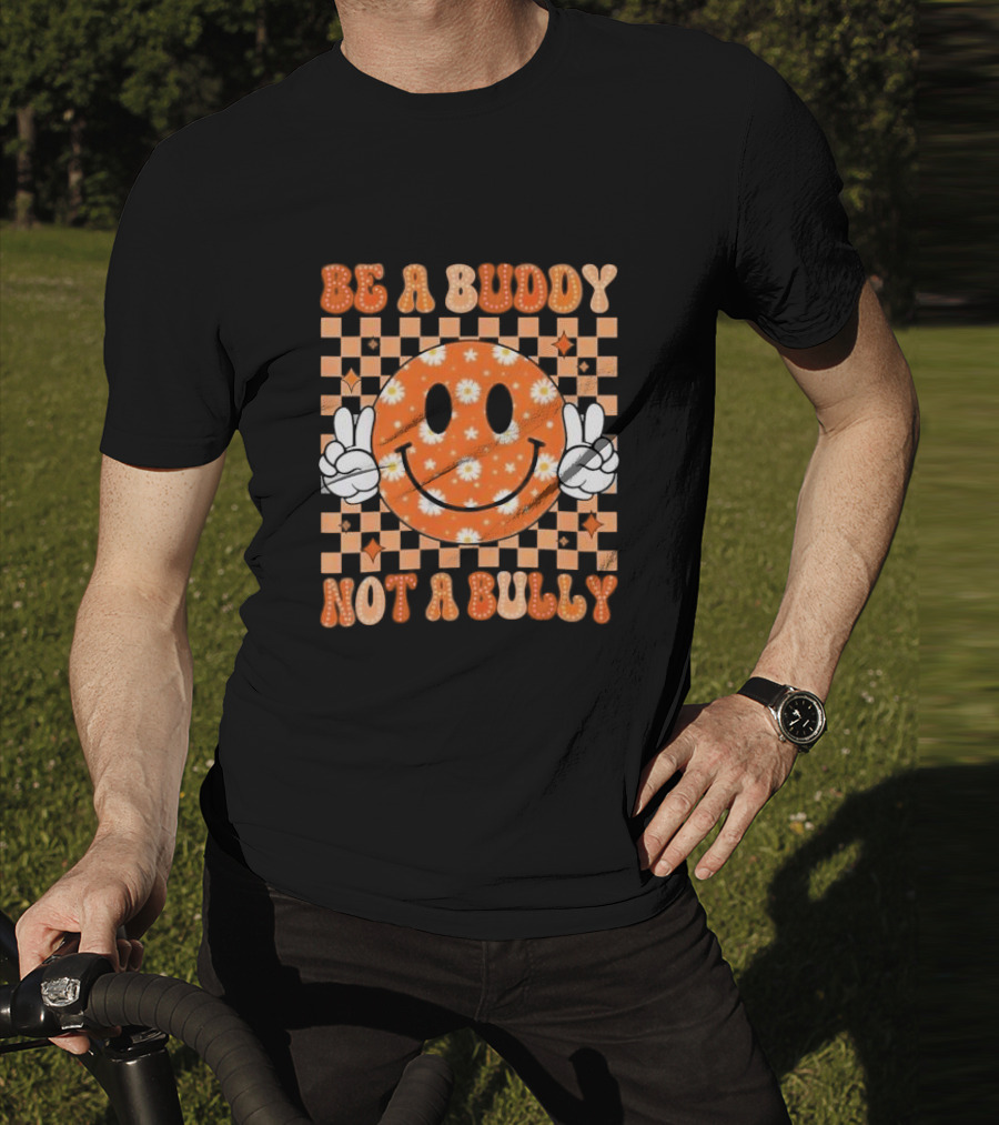 Be A Buddy Not A Bully Unity Day Orange Peace Sign Smile Face T-Shirt