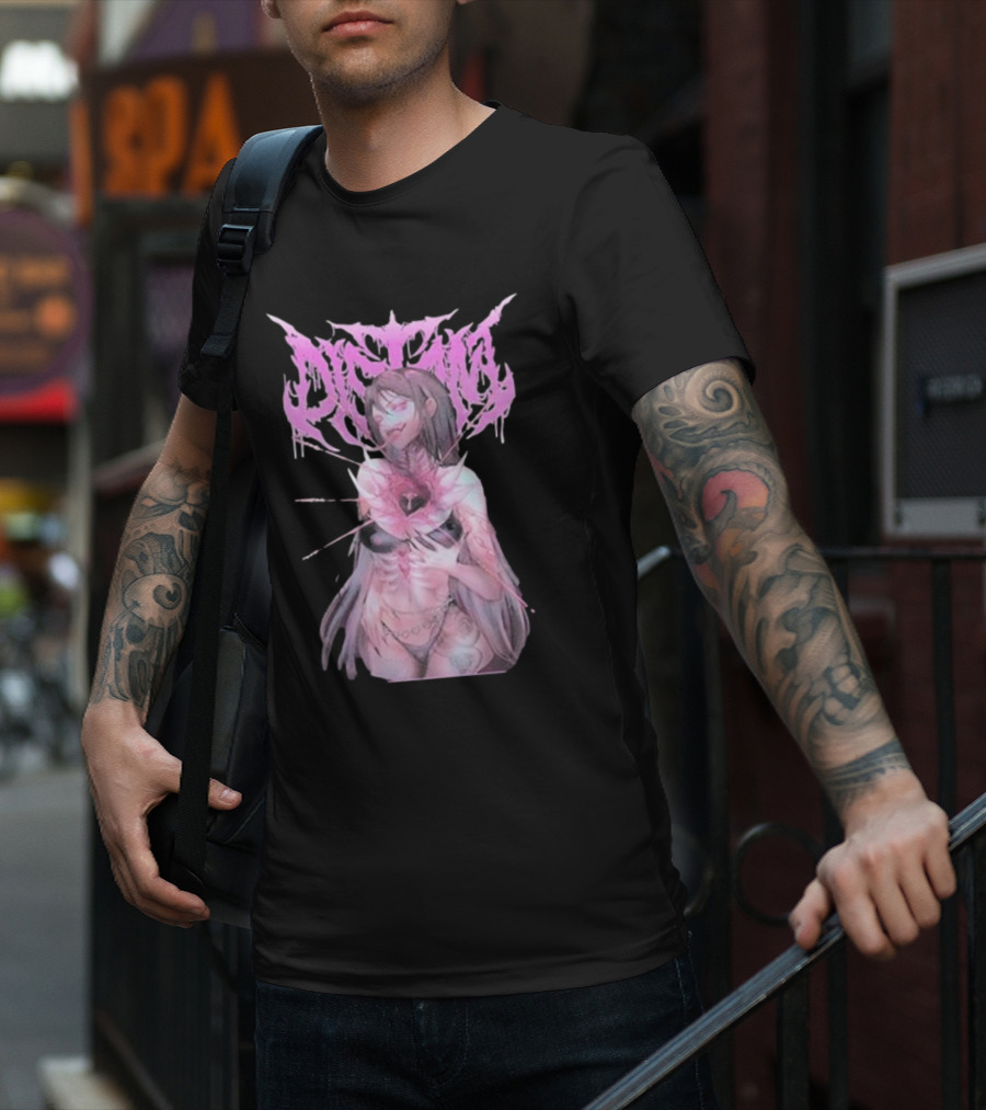 Distant Pink Anime Character With Heart Tattoo T-Shirt