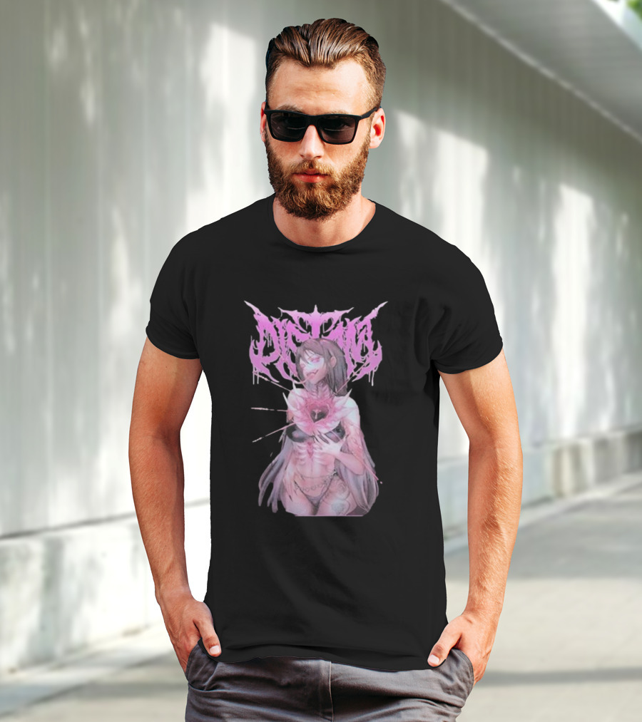 Distant Pink Anime Character With Heart Tattoo T-Shirt