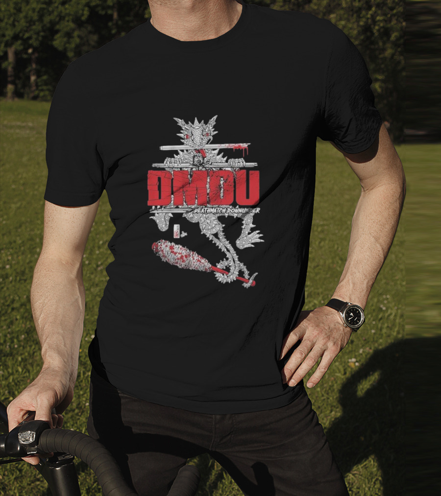 DMOU Deathmatch Downunder Dragon With Barbed Bat And Weaponry T-Shirt