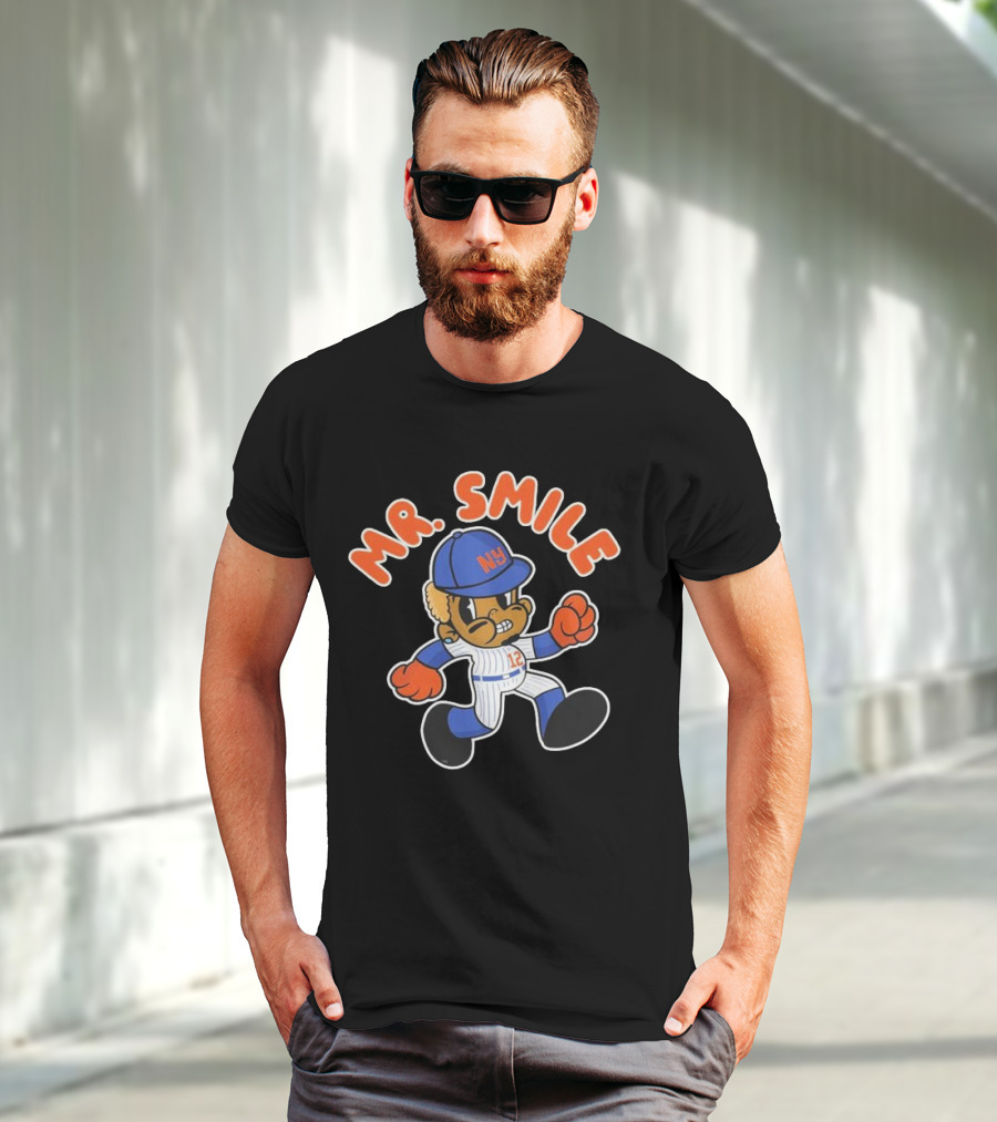 Francisco Lindor Mr. Smile NY Baseball Cartoon Character T-Shirt