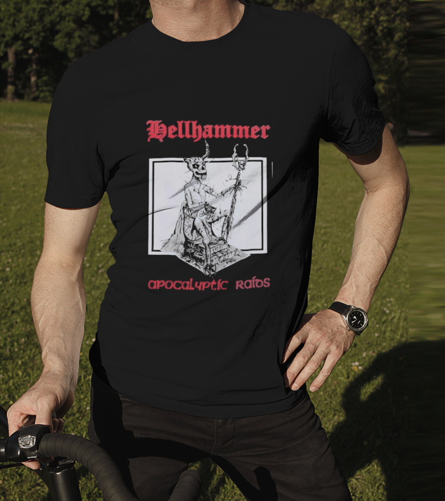 Hellhammer Apocalyptic Raids Horned Figure With Runes T-Shirt