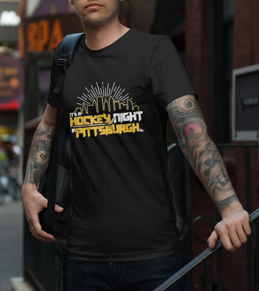 It's A Hockey Night In Pittsburgh Yinz Skyline T-Shirt