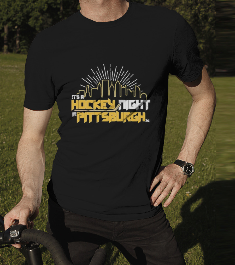 It's A Hockey Night In Pittsburgh Yinz Skyline T-Shirt