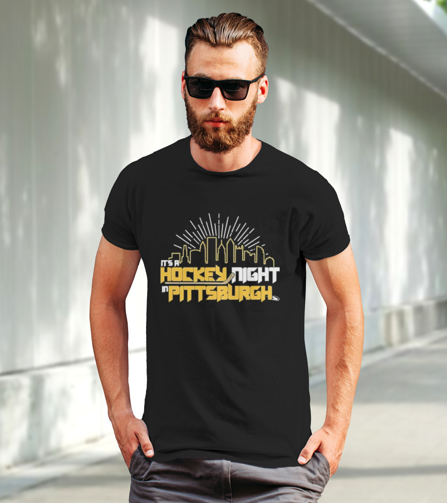 It's A Hockey Night In Pittsburgh Yinz Skyline T-Shirt