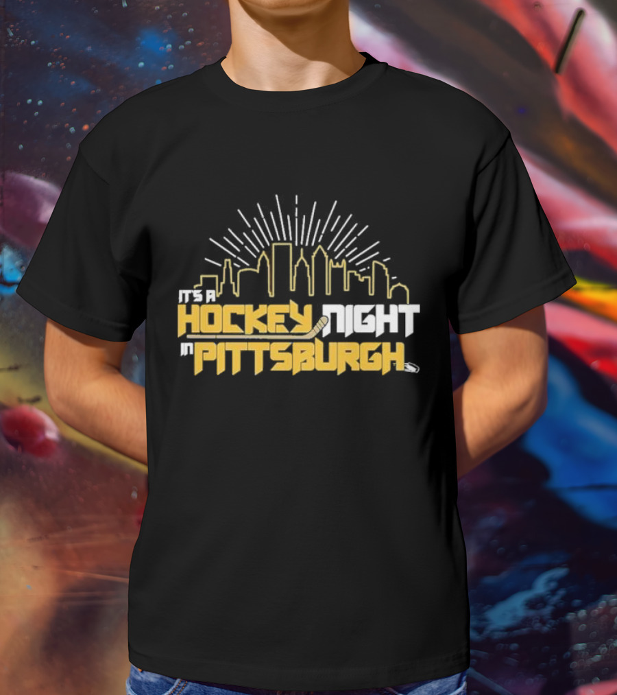 It's A Hockey Night In Pittsburgh Yinz Skyline T-Shirt