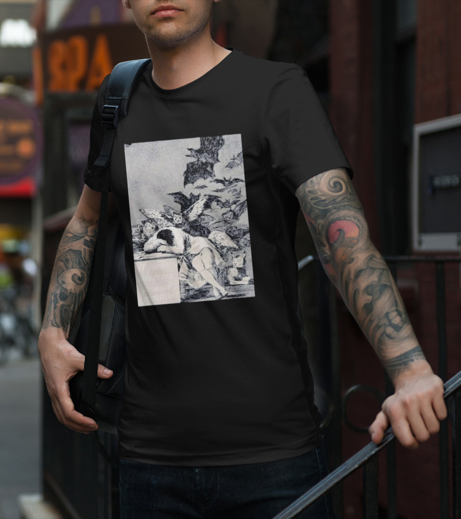 Francisco Goya The Sleep Of Reason Produces Monsters Artwork Scene With Bats And Owls T-Shirt