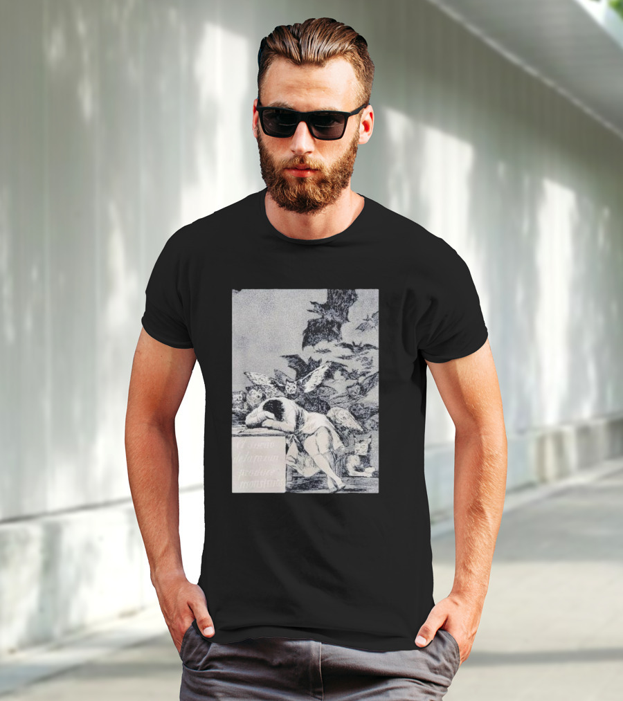 Francisco Goya The Sleep Of Reason Produces Monsters Artwork Scene With Bats And Owls T-Shirt