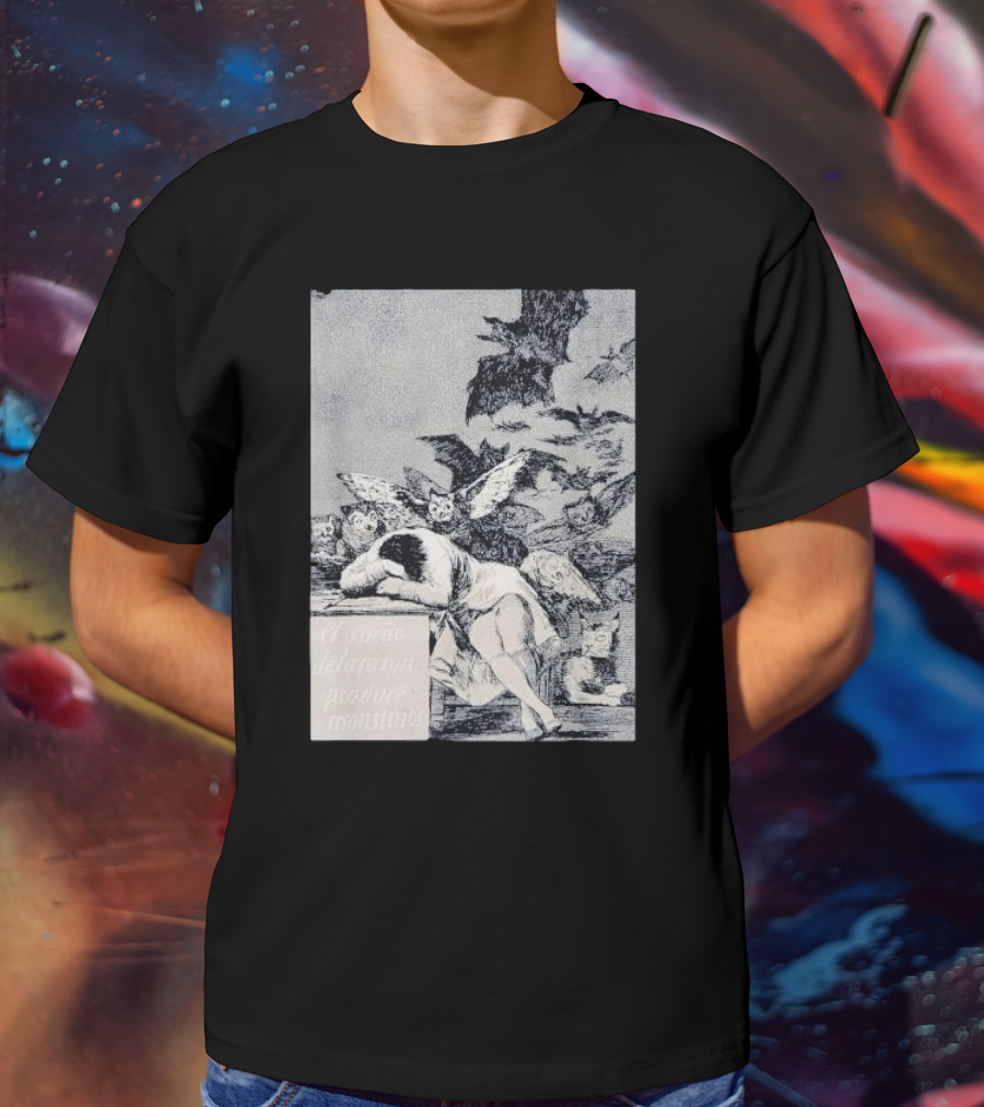 Francisco Goya The Sleep Of Reason Produces Monsters Artwork Scene With Bats And Owls T-Shirt