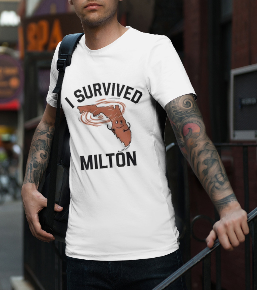 I Survived Milton Florida Super Storm Swirling Cartoon Map T-Shirt