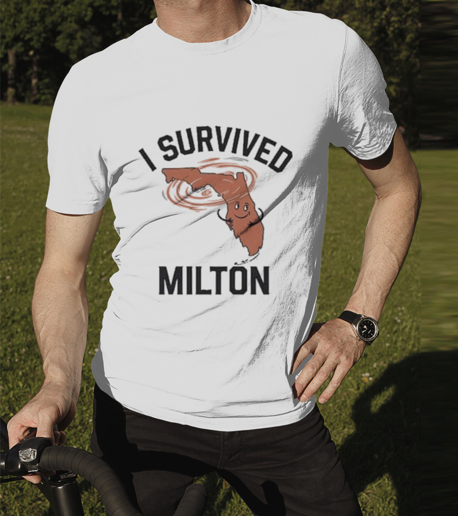 I Survived Milton Florida Super Storm Swirling Cartoon Map T-Shirt