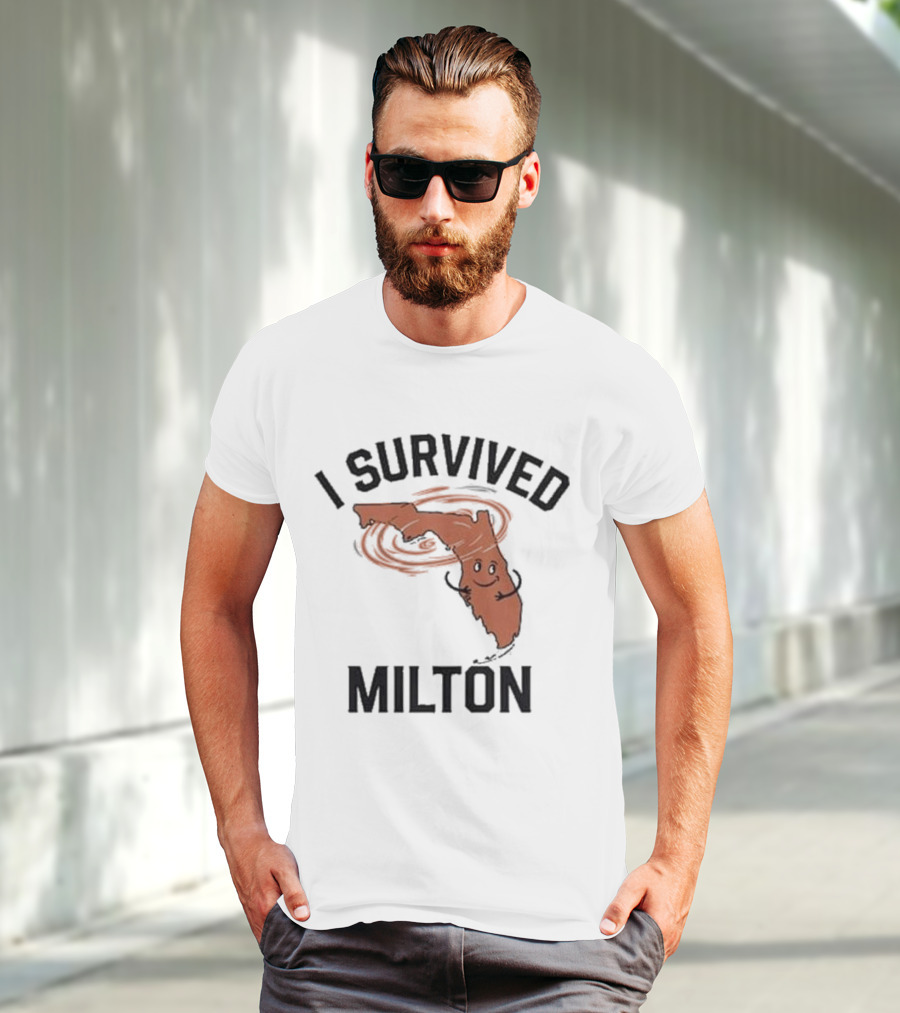 I Survived Milton Florida Super Storm Swirling Cartoon Map T-Shirt