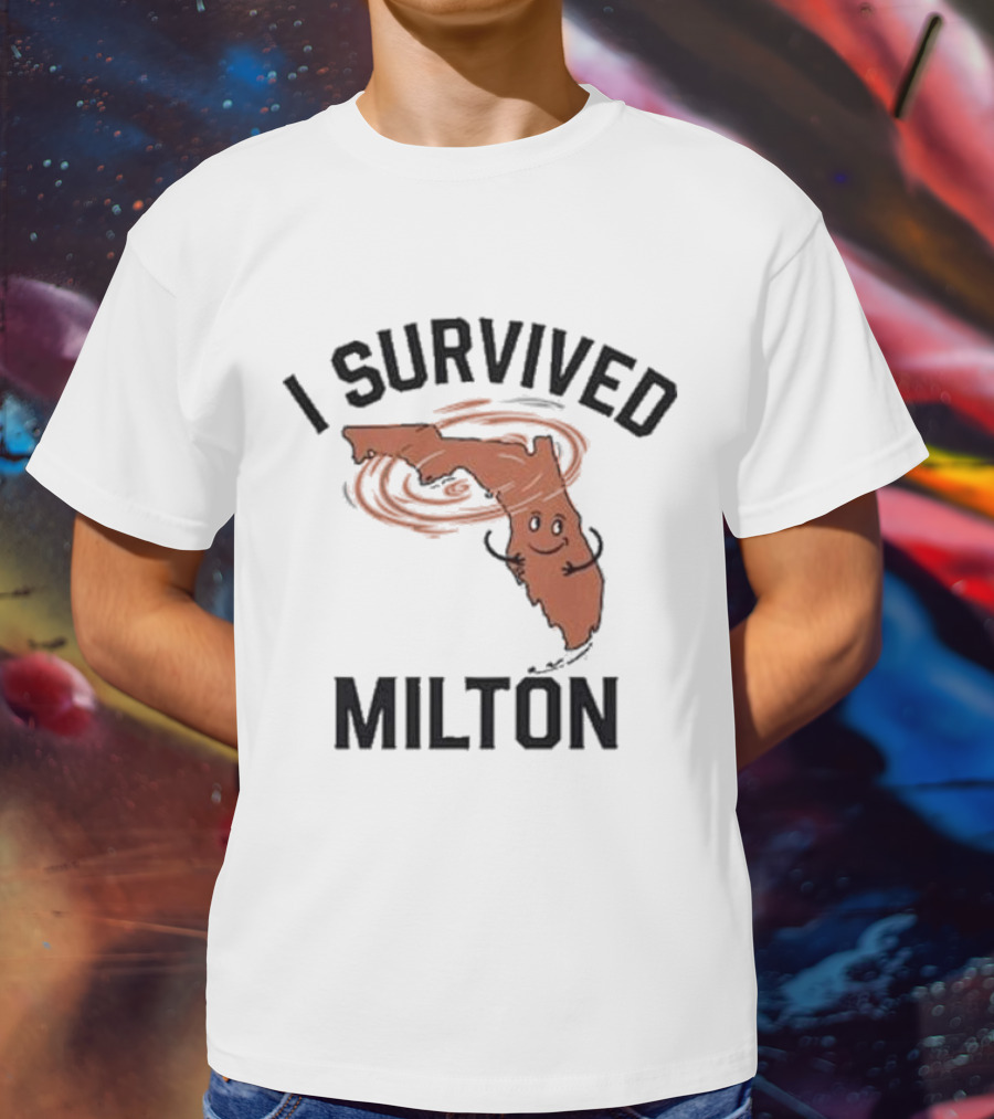 I Survived Milton Florida Super Storm Swirling Cartoon Map T-Shirt