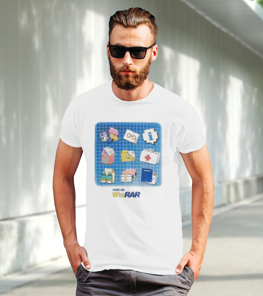 WinRAR Software Update Icon Grid With Colorful Symbols T-Shirt