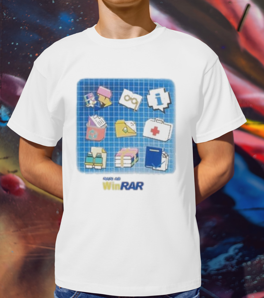 WinRAR Software Update Icon Grid With Colorful Symbols T-Shirt