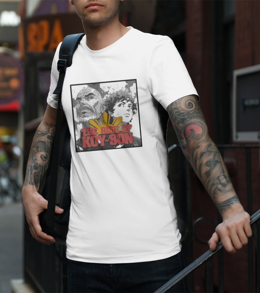 The Rise Of Koy-Son Jo Koy Anime Style Featuring Bold Portraits And Yellow Sun T-Shirt