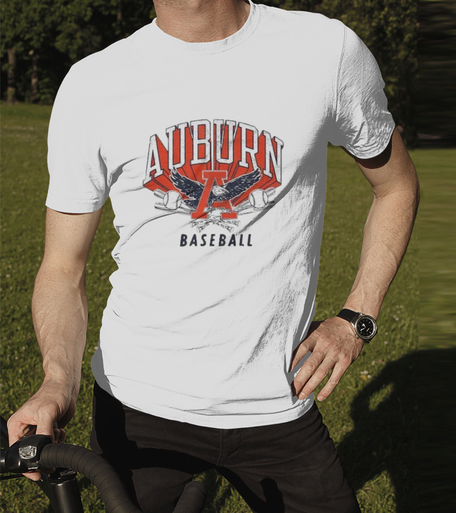 Auburn University Baseball Eagle Logo With Bats And Baseballs T-Shirt