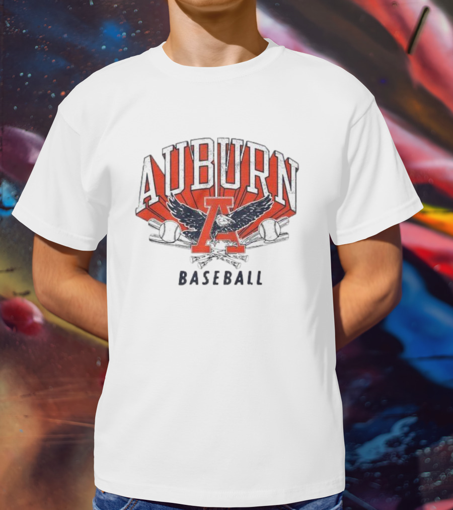 Auburn University Baseball Eagle Logo With Bats And Baseballs T-Shirt