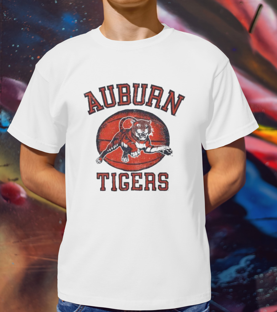 Auburn Tigers Vintage Basketball Tiger Ball T-Shirt