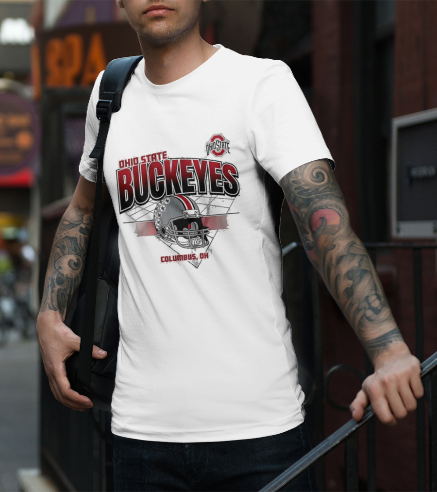 Ohio State Buckeyes Football Helmet Columbus OH Grid T-Shirt
