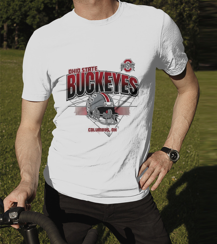 Ohio State Buckeyes Football Helmet Columbus OH Grid T-Shirt