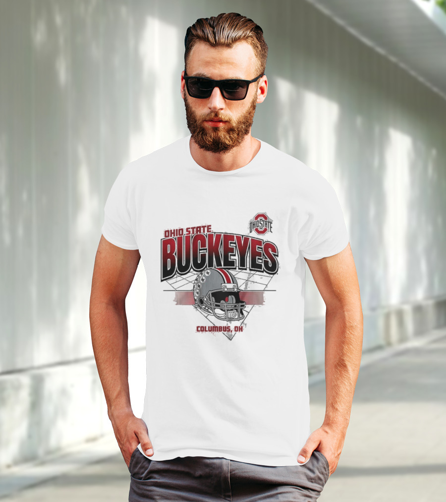 Ohio State Buckeyes Football Helmet Columbus OH Grid T-Shirt