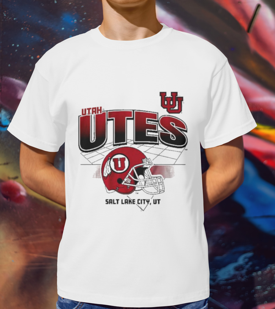 Utah Utes Football Helmet Salt Lake City UT Grid T-Shirt