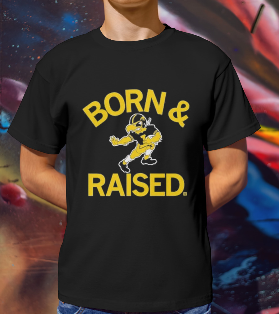 Hawkeyes Born And Raised Vintage Heavyweight Football T-Shirt