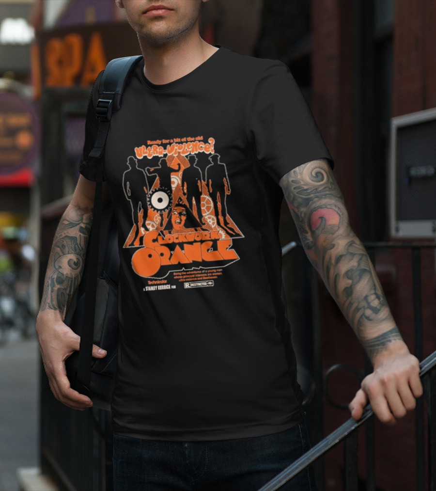 Ready For A Bit Of The Old Ultra-Violence Clockwork Orange Silhouettes Stanley Kubrick Retro Pullover T-Shirt