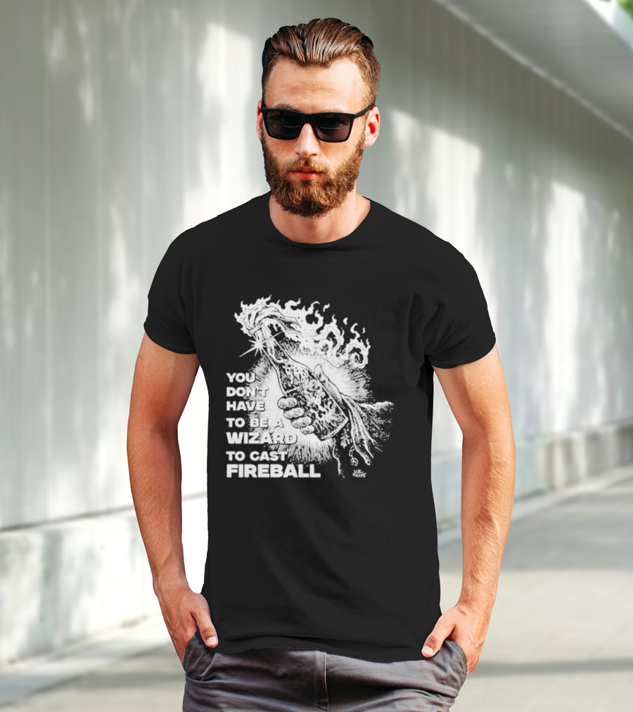 You Don't Have To Be A Wizard To Cast Fireball Diablo Macabre Flame Bottle T-Shirt
