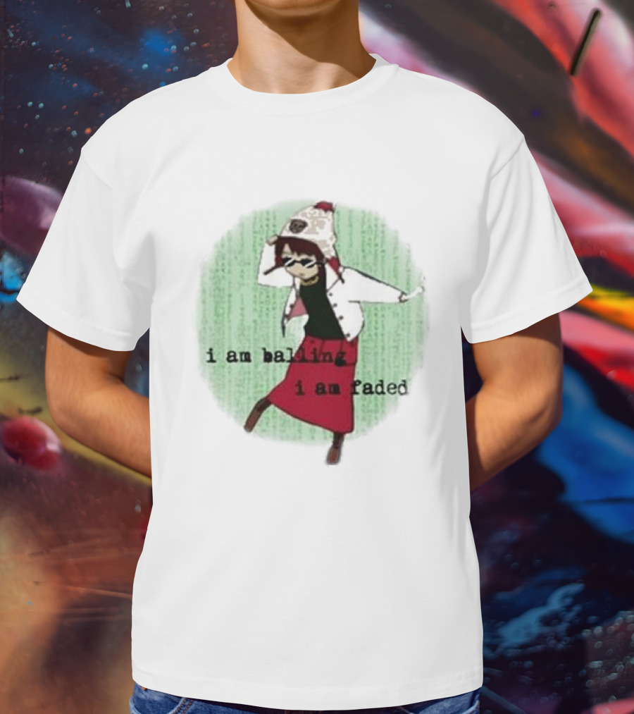 I Am Ballin I Am Faded Lain Dance Pose Glasses Red Skirt Green Background T-Shirt
