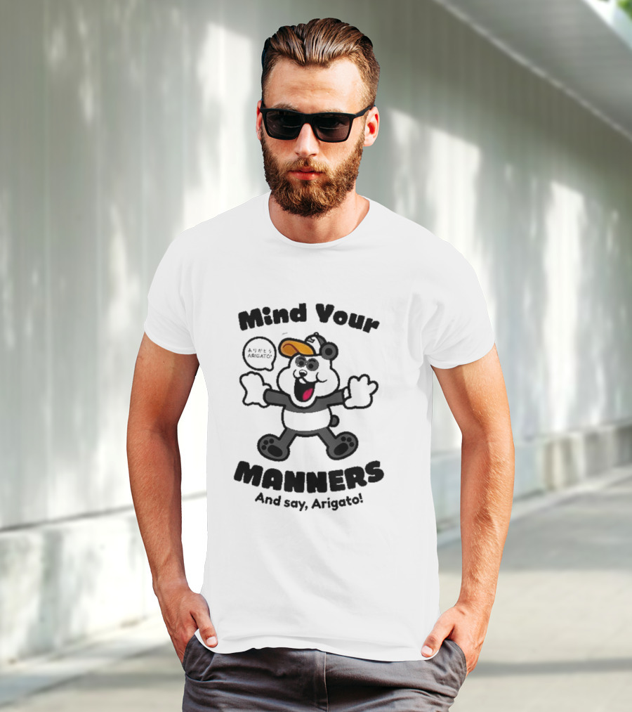Mind Your Manners And Say Arigato Cartoon Character T-Shirt