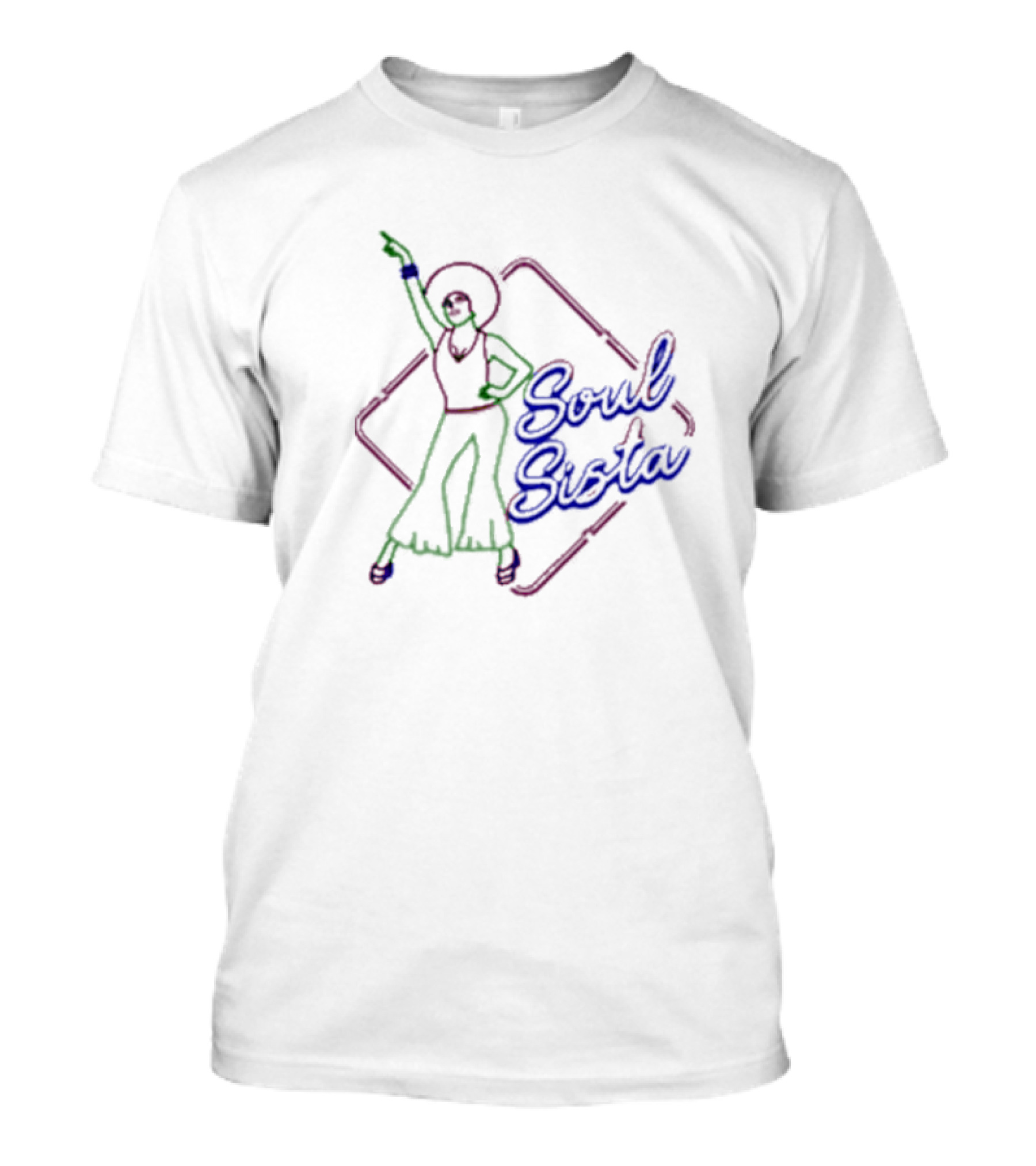 Soul Sista Afro 70s Disco Retro Music Iconic Dance Pose T-Shirt