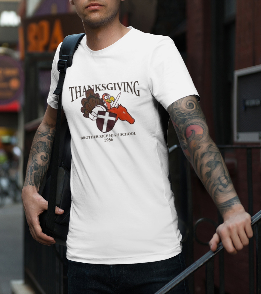 Thanksgiving Brother Rice High School 1956 Turkey Horse Emblem T-Shirt