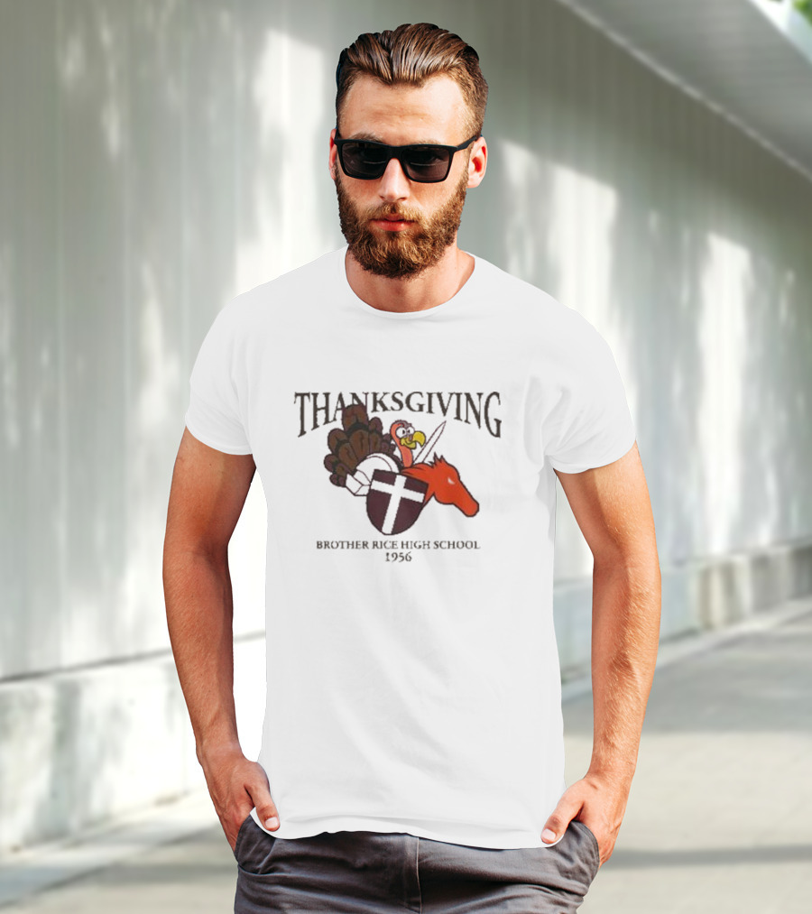 Thanksgiving Brother Rice High School 1956 Turkey Horse Emblem T-Shirt