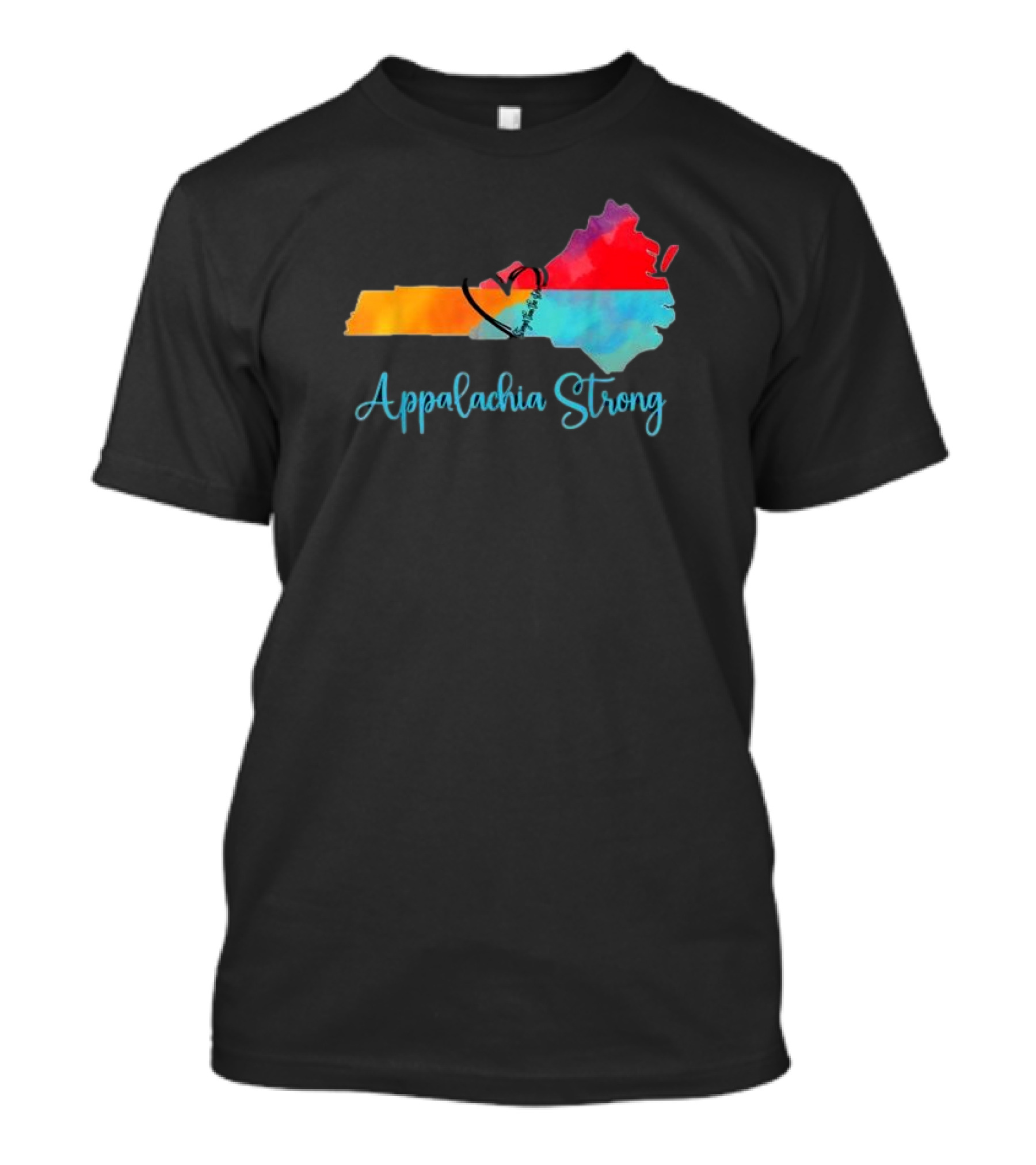 Appalachia Strong Heart Shape North Carolina Virginia Map T-Shirt