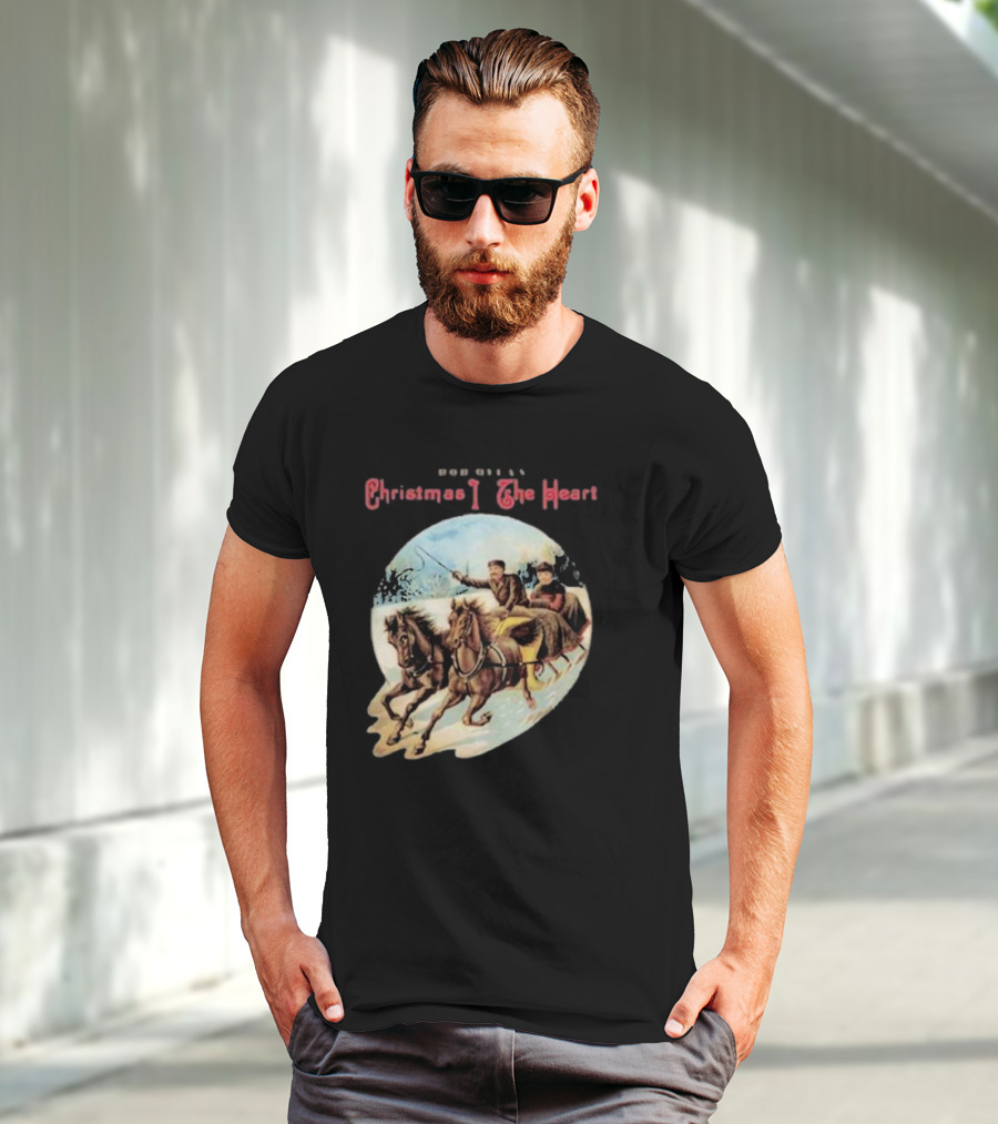 Bob Dylan Christmas In The Heart Horse Sleigh Ride Snow Scene T-Shirt