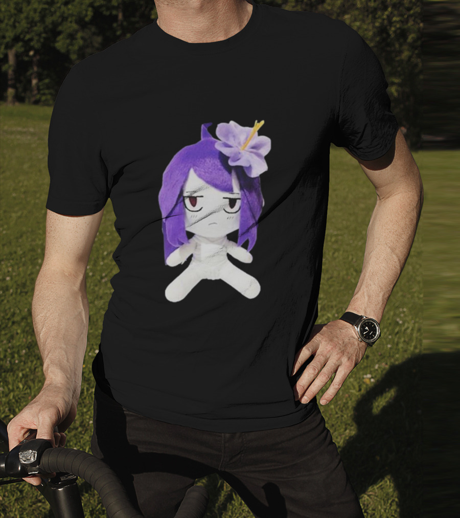 Cynthoni Jvmo Down Right Anime Plush Doll With Purple Hair And Flower T-Shirt