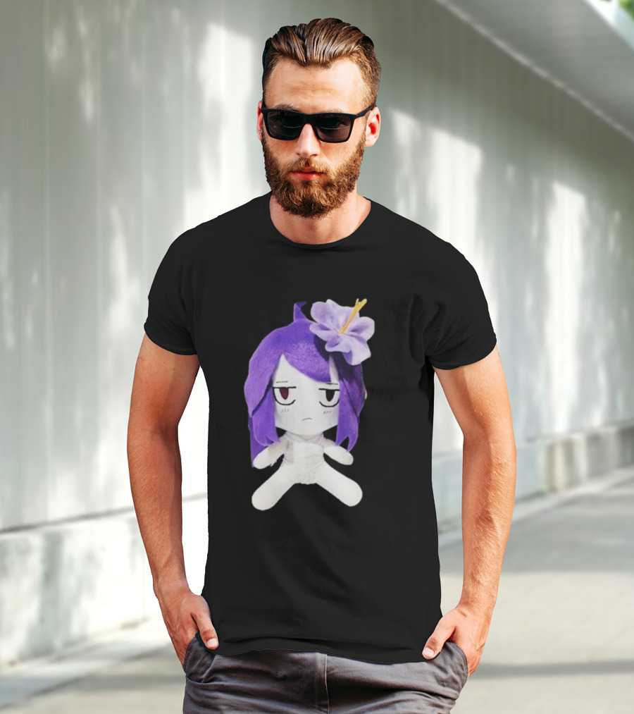Cynthoni Jvmo Down Right Anime Plush Doll With Purple Hair And Flower T-Shirt