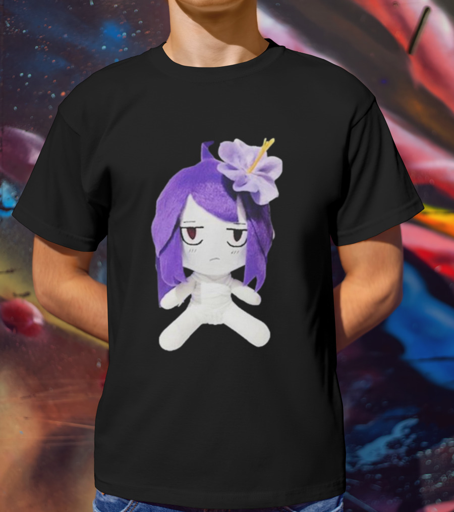 Cynthoni Jvmo Down Right Anime Plush Doll With Purple Hair And Flower T-Shirt