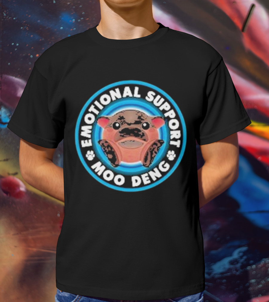 Emotional Support Moo Deng Hippo Badge T-Shirt