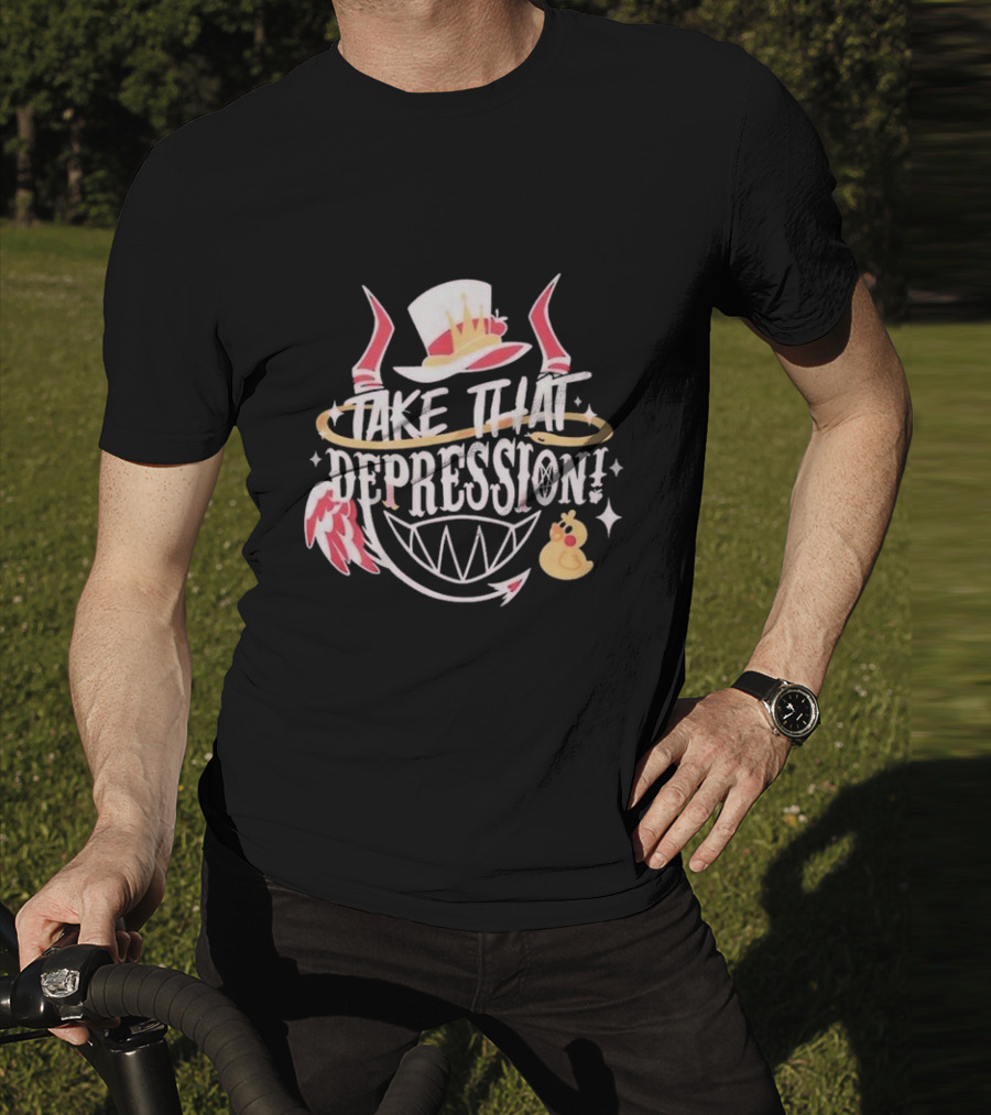 Hazbin Hotel Lucifer Take That Depression Winged Hat Halo Duck T-Shirt