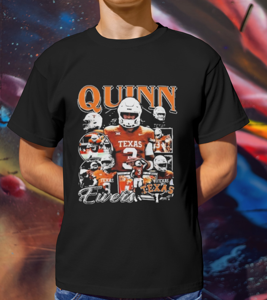 Quinn Ewers Texas Football Player Collage T-Shirt