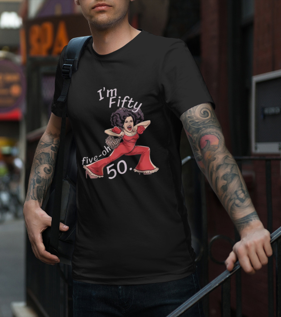 I’m Fifty Five-Oh 50 Leopard Bag Red Outfit Birthday O'Malley Lady T-Shirt