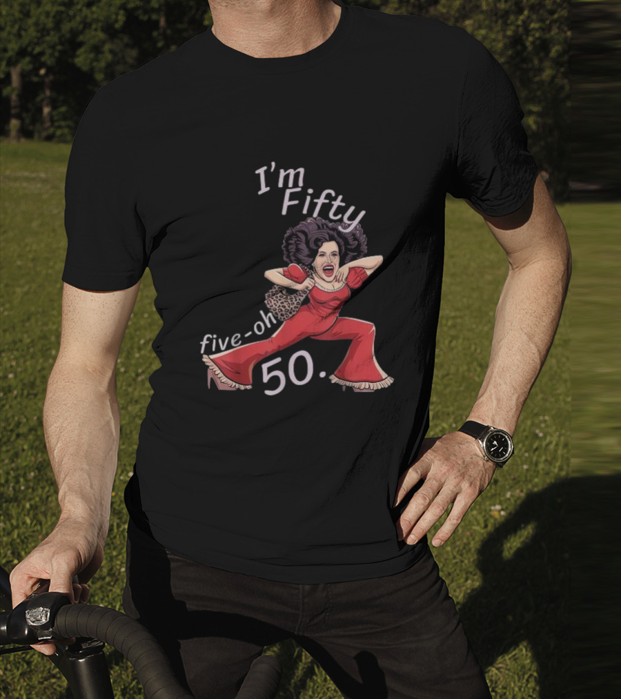 I’m Fifty Five-Oh 50 Leopard Bag Red Outfit Birthday O'Malley Lady T-Shirt