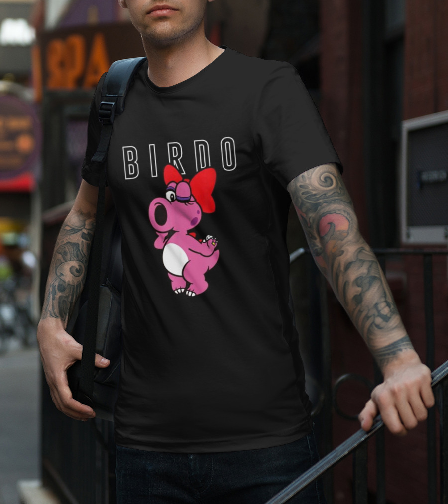 Super Mario Bros Birdo Pink Character With Bow Icon Text T-Shirt